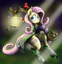 Size: 963x1000 | Tagged: safe, alternate version, artist:dfectivedvice, artist:sepiakeys, edit, character:fluttershy, species:bird, species:pegasus, species:pony, cloak, clothing, color edit, colored, female, lantern, shoes, solo