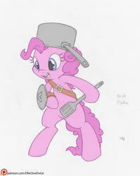 Size: 1024x1284 | Tagged: safe, artist:dfectivedvice, edit, editor:punkamena, character:pinkie pie, color edit, colored, patreon, patreon logo, rpg, sketch, solo, traditional art