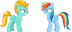 Size: 6762x3000 | Tagged: safe, artist:ambassad0r, artist:cloudyglow, artist:yanoda, character:lightning dust, character:rainbow dash, species:pegasus, species:pony, episode:the washouts, g4, my little pony: friendship is magic, angry, duo, female, mare, simple background, snarling, transparent background, vector