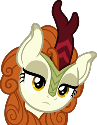 Size: 3000x3848 | Tagged: safe, artist:ambassad0r, character:autumn blaze, species:kirin, episode:sounds of silence, g4, my little pony: friendship is magic, head tilt, lidded eyes, not amused face, reaction image, simple background, solo, transparent background, unamused, vector
