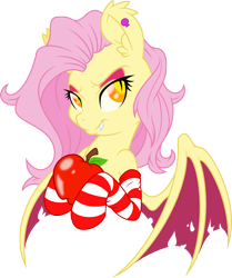 Size: 7152x8564 | Tagged: safe, artist:dfectivedvice, artist:glitchking123, character:fluttershy, species:bat pony, .ai available, .svg available, absurd resolution, apple, clothing, fangs, female, food, fruit, simple background, socks, solo, striped socks, transparent background, vector