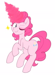 Size: 1508x2048 | Tagged: safe, artist:akainu_pony, character:pinkie pie, species:earth pony, species:pony, episode:the beginning of the end, g4, my little pony: friendship is magic, cute, diapinkes, drill hair, female, mare, one eye closed, solo, wink
