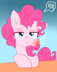 Size: 1499x1895 | Tagged: safe, artist:akainu_pony, character:pinkie pie, species:earth pony, species:pony, bust, female, gradient background, hurting, mare, puffy cheeks, solo, toothache