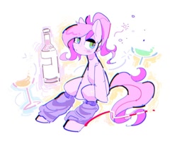 Size: 1000x800 | Tagged: safe, artist:akainu_pony, oc, oc only, species:earth pony, species:pony, alcohol, female, glass, mare, simple background, solo, vodka, white background, wine glass