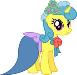 Size: 905x883 | Tagged: safe, artist:ambassad0r, edit, character:lemon hearts, species:pony, species:unicorn, bridesmaid dress, clothing, cute, dress, female, lemonbetes, looking at you, mare, simple background, smiling, solo, transparent background, vector, vector edit