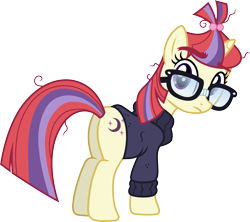 Size: 3376x3000 | Tagged: safe, artist:ambassad0r, artist:cloudyglow, character:moondancer, species:pony, species:unicorn, episode:amending fences, g4, my little pony: friendship is magic, .ai available, butt, clothing, cutie mark, female, glasses, high res, mare, plot, simple background, solo, sweater, transparent background, vector