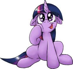 Size: 338x320 | Tagged: dead source, safe, artist:dfectivedvice, character:twilight sparkle, colored, cute, floppy ears, looking at you, open mouth, simple background, sitting, smiling, solo, squishy cheeks, white background