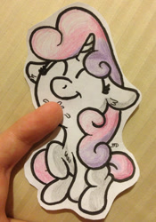 Size: 1429x2047 | Tagged: safe, artist:bobdude0, character:sweetie belle, chin scratch, paper child