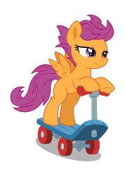 Size: 3557x5000 | Tagged: safe, artist:ambassad0r, artist:kp-shadowsquirrel, character:scootaloo, species:pegasus, species:pony, absurd resolution, bipedal, riding, scooter, simple background, solo, transparent background, vector