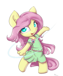 Size: 1125x1350 | Tagged: safe, artist:alasou, character:fluttershy, species:anthro, breasts, chibi, clothing, dancing, delicious flat chest, dress, female, flattershy, solo