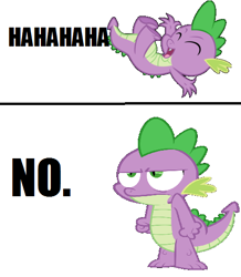 Size: 484x556 | Tagged: safe, artist:ambassad0r, artist:dipi11, character:spike, frown, haha no, laughing, reaction image, unamused