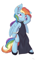 Size: 1250x1950 | Tagged: safe, artist:alasou, character:rainbow dash, species:pegasus, species:pony, bipedal, bracelet, clothing, dress, earring, female, jewelry, little black dress, mare, rainbow dash always dresses in style, shoes, simple background, solo, transparent background