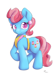 Size: 700x950 | Tagged: safe, artist:alasou, character:cup cake, species:earth pony, species:pony, cute, cute cake, female, looking at you, mare, one hoof raised, signature, simple background, smiling, solo, standing, transparent background