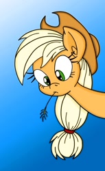Size: 734x1200 | Tagged: safe, artist:arthur9078, artist:dfectivedvice, character:applejack, long neck, solo, straw