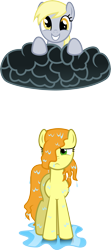 Size: 3106x7000 | Tagged: safe, artist:ambassad0r, character:carrot top, character:derpy hooves, character:golden harvest, species:pegasus, species:pony, cloud, female, mare, simple background, transparent background, wet mane