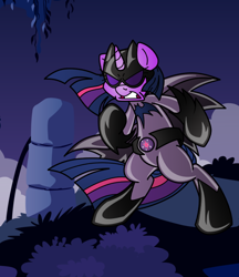 Size: 544x630 | Tagged: safe, artist:dfectivedvice, artist:pananovich, artist:somepony, character:twilight sparkle, batman, batmare, crossover, parody, solo