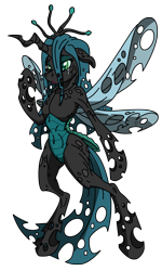 Size: 1200x2000 | Tagged: safe, artist:dfectivedvice, artist:pananovich, character:queen chrysalis, colored, cracked, crying, injured, semi-anthro, simple background, solo, transparent background