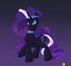 Size: 1750x1625 | Tagged: safe, artist:alasou, character:nightmare rarity, character:rarity, looking at you, one hoof raised, patreon, patreon logo, raised hoof, solo