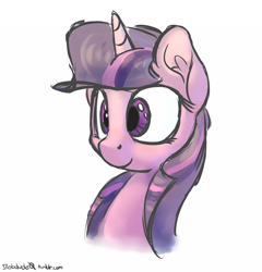 Size: 1200x1250 | Tagged: safe, artist:bobdude0, character:twilight sparkle, species:pony, bust, ear fluff, female, mare, portrait, simple background, smiling, solo, white background