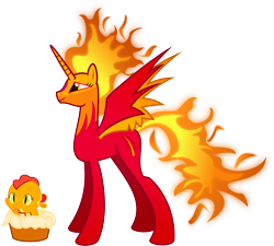Size: 7000x6286 | Tagged: safe, artist:ambassad0r, character:peewee, character:philomena, species:alicorn, species:dragon, species:phoenix, species:pony, absurd resolution, alicornified, baby dragon, dragonified, mane of fire, peewee, ponified, ponified pony pets, simple background, transparent background, vector