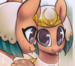Size: 2523x2215 | Tagged: safe, artist:mirroredsea, character:somnambula, species:pegasus, species:pony, g4, blep, cute, female, looking at you, mare, mirror, reflection, silly, silly pony, solo, somnambetes, tongue out