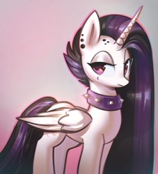 Size: 1002x1102 | Tagged: safe, artist:mirroredsea, character:princess celestia, species:alicorn, species:pony, episode:between dark and dawn, g4, my little pony: friendship is magic, alternate hairstyle, choker, collar, dyed mane, edgy, female, lidded eyes, looking at you, makeup, mare, punklestia, solo, spiked choker