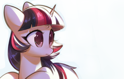 Size: 2001x1279 | Tagged: safe, artist:mirroredsea, character:twilight sparkle, species:pony, species:unicorn, bust, cute, female, mare, simple background, solo, twiabetes, white background