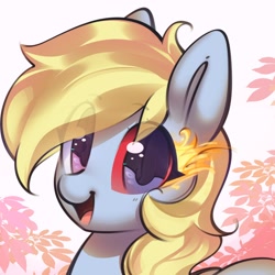 Size: 2500x2500 | Tagged: safe, artist:mirroredsea, oc, oc only, species:pegasus, species:pony, bust, commission, eye clipping through hair, female, heterochromia, looking at you, mare, portrait, red eye, smiling, solo