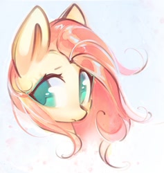 Size: 1204x1268 | Tagged: safe, artist:mirroredsea, character:fluttershy, species:pony, bust, cute, female, mare, no pupils, portrait, shyabetes, simple background, solo, white background