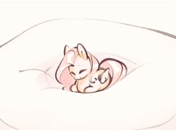 Size: 2600x1914 | Tagged: safe, artist:mirroredsea, character:fluttershy, species:pegasus, species:pony, cushion, cute, eyes closed, female, high res, mare, ponyloaf, prone, shyabetes, smol, solo