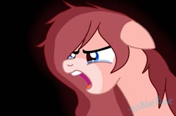 Size: 1109x736 | Tagged: safe, artist:kaifloof, oc, oc:rose scribbles, species:pegasus, species:pony, g4, angry, black background, crying, female, floppy ears, mare, messy mane, open mouth, pegasus oc, sad, screaming, simple background, upset, vent art, wings