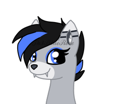 Size: 1024x868 | Tagged: safe, artist:kaifloof, oc, oc only, oc:melody, species:pony, g4, bust, commission, cute, eyeshadow, fangs, female, fluffy, looking at you, makeup, mare, portrait, simple background, solo, transparent background