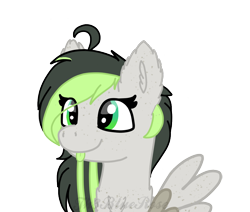 Size: 1024x868 | Tagged: safe, artist:kaifloof, oc, oc only, oc:bree jetpaw, species:dog, species:pegasus, species:pony, g4, blep, bust, commission, cute, dog pony, eye clipping through hair, female, fluffy, freckles, mare, pegasus oc, portrait, simple background, solo, spread wings, tongue out, transparent background, wings