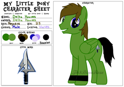 Size: 1024x724 | Tagged: safe, artist:kaifloof, base used, oc, oc only, oc:delta hooves, species:pegasus, species:pony, g4, color palette, commission, cutie mark, male, pegasus oc, reference sheet, stallion, wings