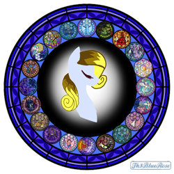 Size: 600x600 | Tagged: safe, artist:kaifloof, base used, oc, oc:white light, species:earth pony, species:pony, g4, dive to the heart, earth pony oc, eyes closed, gift art, kingdom hearts, minimalist, modern art, stained glass, th3bluerose's minimalist collection, wall of links in description