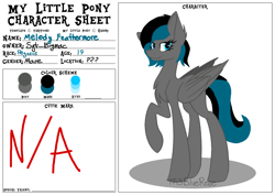 Size: 1024x724 | Tagged: safe, artist:kaifloof, oc, oc only, oc:melody feathermore, species:pegasus, species:pony, g4, blank flank, female, gift art, looking at you, mare, reference sheet