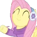Size: 128x128 | Tagged: safe, character:fluttershy, species:pegasus, species:pony, g4, animated, cute, eyes closed, gif, shyabetes, simple background, smiling, solo, transparent background, waving in the comments
