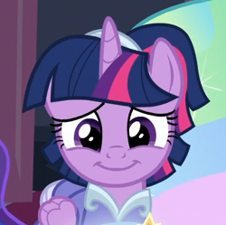 Size: 385x384 | Tagged: safe, character:twilight sparkle, character:twilight sparkle (alicorn), species:alicorn, species:pony, episode:the ending of the end, g4, my little pony: friendship is magic, clothing, smiling, solo