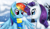 Size: 1324x768 | Tagged: dead source, safe, artist:melancholysanctuary, character:rainbow dash, character:rarity, species:pegasus, species:pony, species:unicorn, ship:raridash, g4, clothing, duo, female, lesbian, mare, open mouth, scarf, snow, tree
