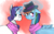 Size: 741x460 | Tagged: dead source, safe, artist:lovethemess, character:rainbow dash, character:rarity, species:pegasus, species:pony, species:unicorn, ship:raridash, g4, blushing, clothing, duo, female, hat, lesbian, magic, mare, scarf, smiling