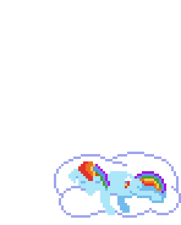 Size: 370x460 | Tagged: safe, artist:8-bitbrony, character:rainbow dash, character:tank, species:pegasus, species:pony, newbie artist training grounds, g4, animated, atg 2020, cloud, dreaming, equine, eyes closed, female, feral, fictional species, fur, gif, lying down, on a cloud, pixel art, prone, simple background, sleeping, solo, tail, transparent background