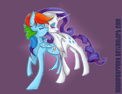 Size: 2210x1700 | Tagged: safe, artist:downpourpony, character:rainbow dash, character:rarity, species:pegasus, species:pony, species:unicorn, ship:raridash, g4, blushing, lesbian, nuzzling