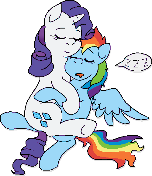 Size: 500x580 | Tagged: dead source, safe, artist:stockingstreams, character:rainbow dash, character:rarity, species:pegasus, species:pony, species:unicorn, ship:raridash, g4, animated, frame by frame, gif, lesbian, simple background, sleeping, transparent background