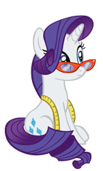 Size: 441x730 | Tagged: safe, artist:wcctnoam, manebooru original, character:rarity, species:pony, species:unicorn, g4, coiled tail, cute, glasses, measuring tape, simple background, sitting, transparent background, vector