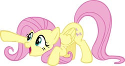 Size: 2978x1584 | Tagged: safe, artist:wcctnoam, manebooru original, character:fluttershy, species:pegasus, species:pony, g4, crouching, open mouth, poke, simple background, transparent background, vector