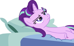 Size: 615x384 | Tagged: safe, artist:wcctnoam, manebooru original, character:starlight glimmer, species:pony, species:unicorn, g4, bed, pillow, simple background, transparent background, vector