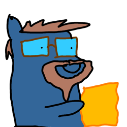 Size: 720x720 | Tagged: safe, artist:riddleoflightning, oc, species:earth pony, species:pony, g4, bean pony, charlie worthley, comic sans, glasses, ms paint, simple background, solo, tater tot, text