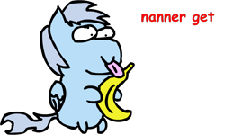 Size: 1516x912 | Tagged: safe, artist:riddleoflightning, oc, species:pegasus, species:pony, g4, banana, bean pony, blep, comic sans, simple background, solo, text, tongue out, transparent background