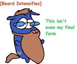 Size: 1655x1393 | Tagged: safe, artist:riddleoflightning, oc, species:pony, species:unicorn, g4, bean pony, beard, comic sans, facial hair, glasses, simple background, solo, text, transparent background