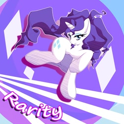 Size: 1000x1000 | Tagged: safe, artist:ragurimo, character:rarity, species:pony, species:unicorn, g4, eyeshadow, female, feral, horn, smiling, solo, tail